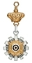 Miniaturorden Schützenkönig mit Krone versilbert, Auflage vergoldet