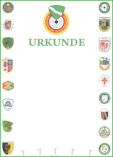 NEU Urkunde blanko- Wappen der Bezirke